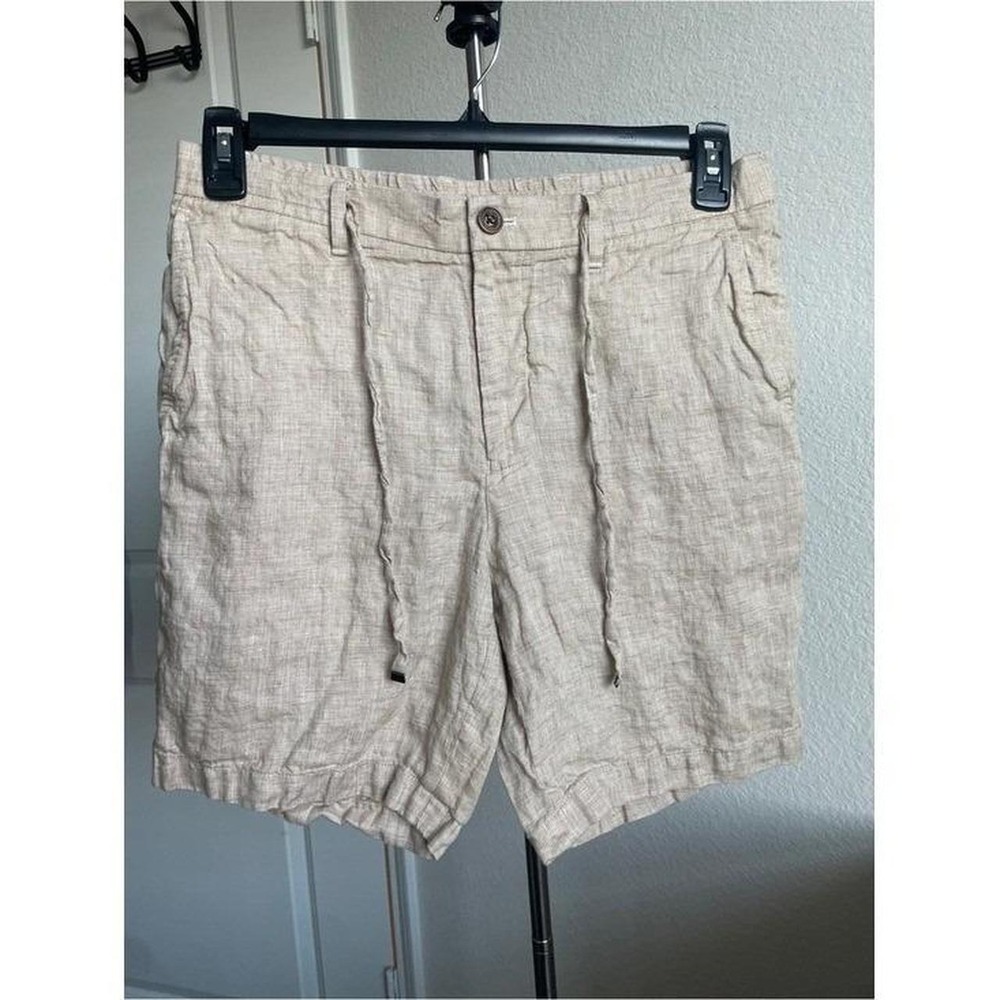 Baird McNutt Men's Linen Shorts Tan Alex Fit Drawstring Casual Cruise Beach 30